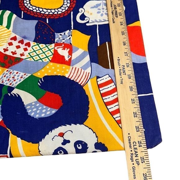 Vintage handmade drawstring bag for gym, laundry, purse, tote 70’s fabric panda - Picture 4 of 8